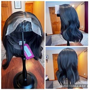 Elegant Black Wavy Lace Front Wig